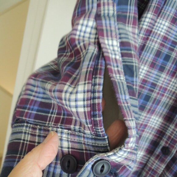 Ladies Shirt Jacket Size 1x Fuzzy Fleece Lined Plaid Cotton Shacket - L. L. Bean - Picture 5 of 9